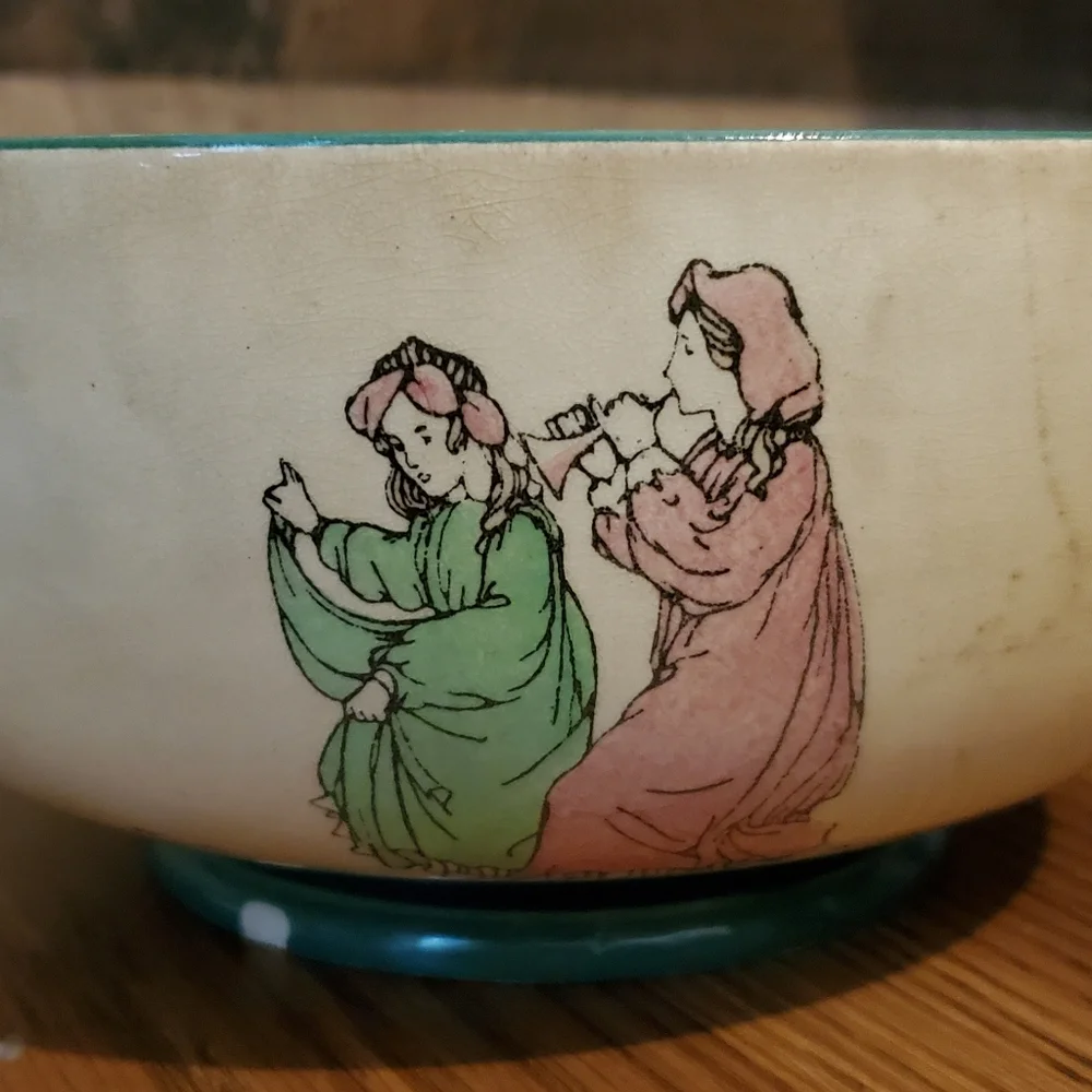 Royal Doulton Springtime Large Footed Serving Fruit Bowl D3119 Art Nouveau -Rare